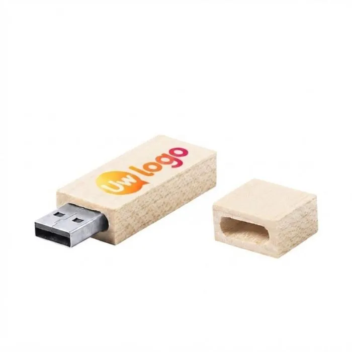 Milieuvriendelijke, personaliseerbare USB-stick van hout, 16 GB - Nokex