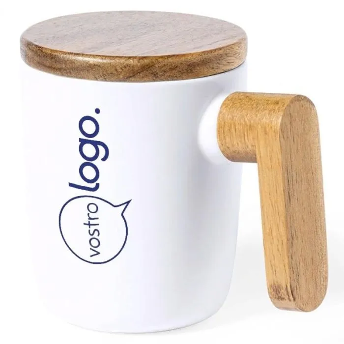 Tazza da 350 ml con coperchio in legno personalizzabile - HARUNCAL
