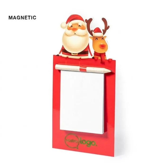 Blocco note magnetico personalizzato con motivo natalizio e matita inclusa - Larry