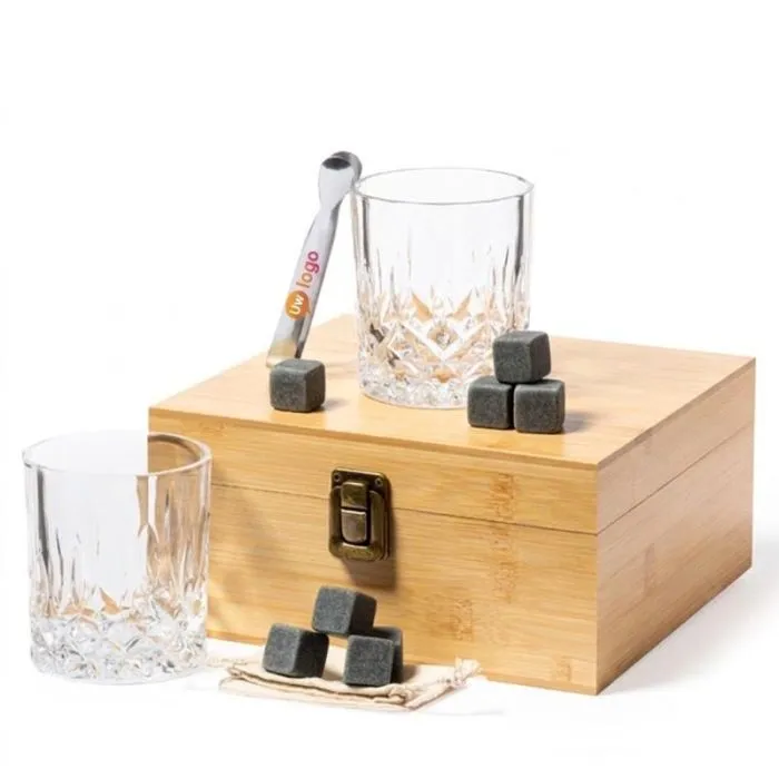 Whisky-set met bekers en herbruikbare ijsblokjes, personaliseerbaar - STEGER