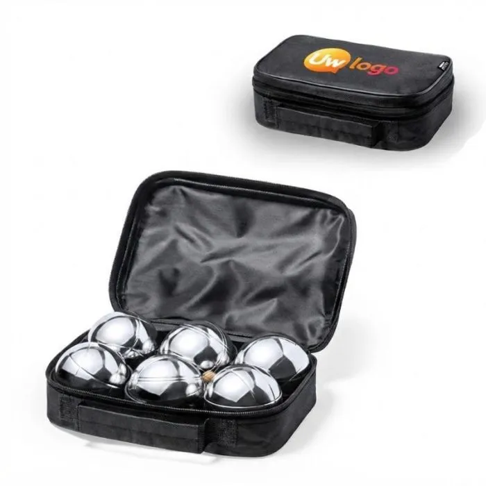 Reclame-petanqueset met 6 ballen in een RPET-koffer – Boliche