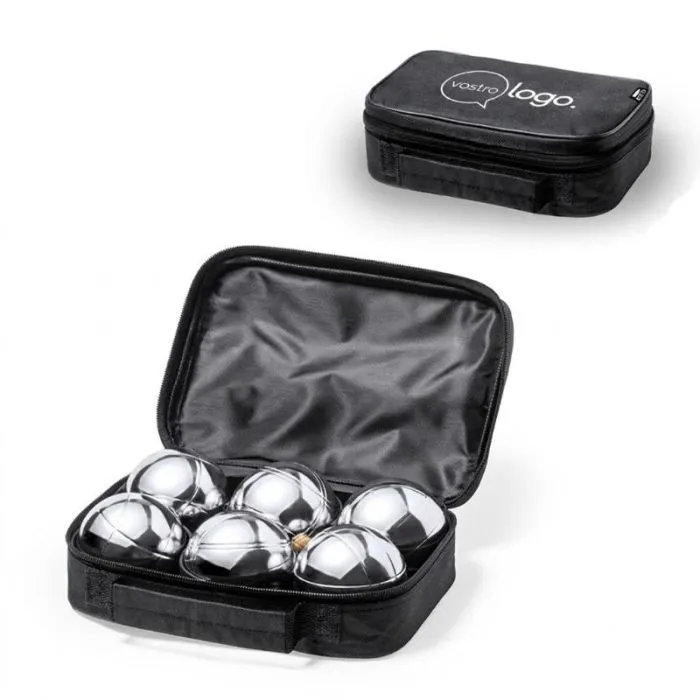 Set da bocce promozionale con 6 bocce in custodia in RPET – Boliche