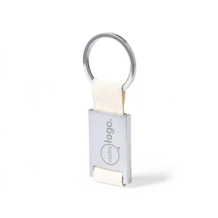 Portachiavi promozionale con nastro in cotone naturale - Cyrax