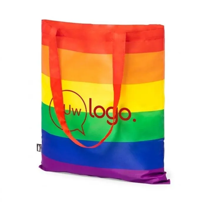 Personaliseerbare regenboogtas van RPET met lange hengsels – RUBIROS