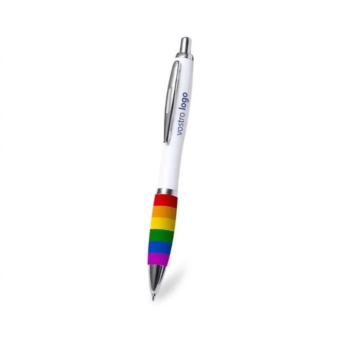 Penna a sfera personalizzabile con design arcobaleno e pulsante – POISON