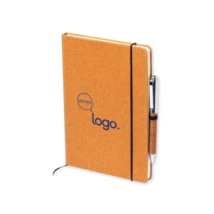Set composto da blocco note e penna in pelle riciclata personalizzabile – Nauthax