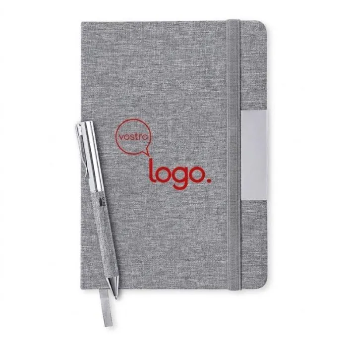 Set blocco note e penna in RPET sostenibile personalizzabile – Wendam