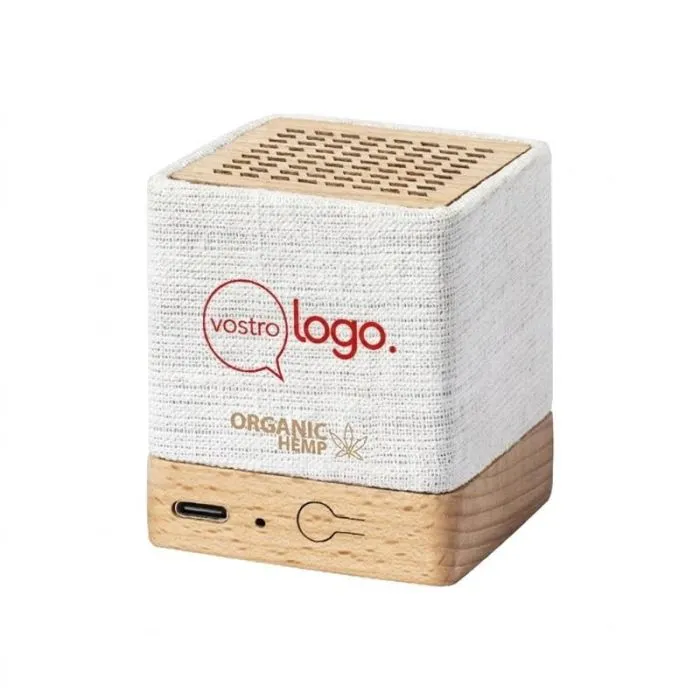 Altoparlante Bluetooth® in canapa e legno da 3 W personalizzabile - Dorkin