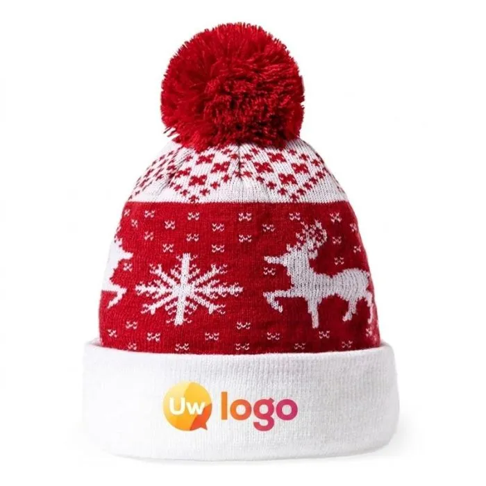 Personaliseerbare kerstmuts van acryl met pompon - Elenix