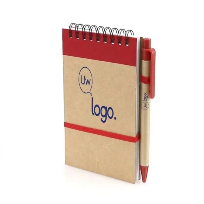 Reclame-notitieblok met pen van gerecycled karton van Ecocard
