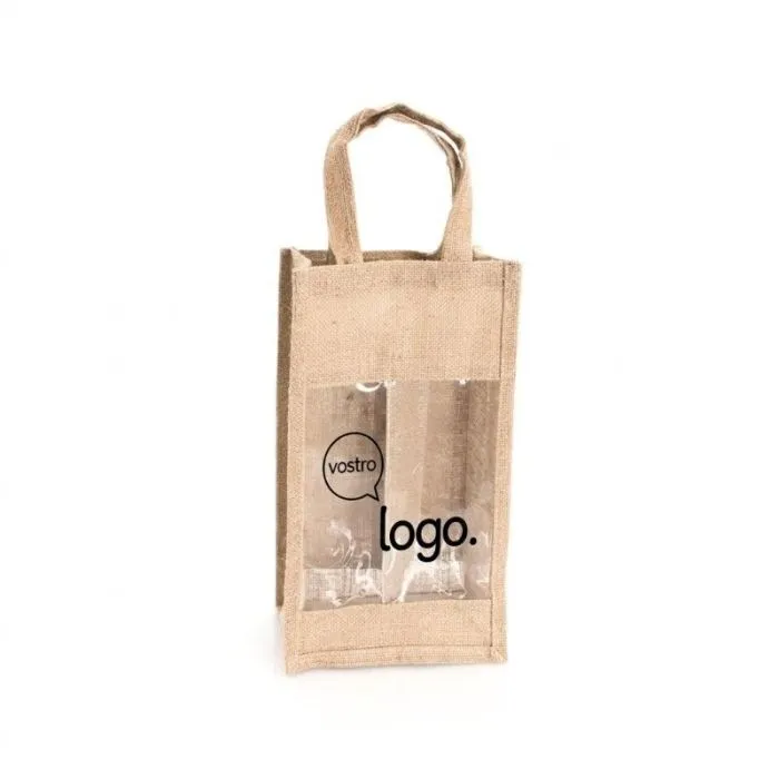 Borsa personalizzata per 2 bottiglie in tela di iuta promozionale Koop