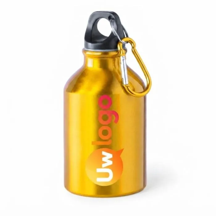 Aluminium drinkfles met karabijnhaak voor reclamedoeleinden - Henzo