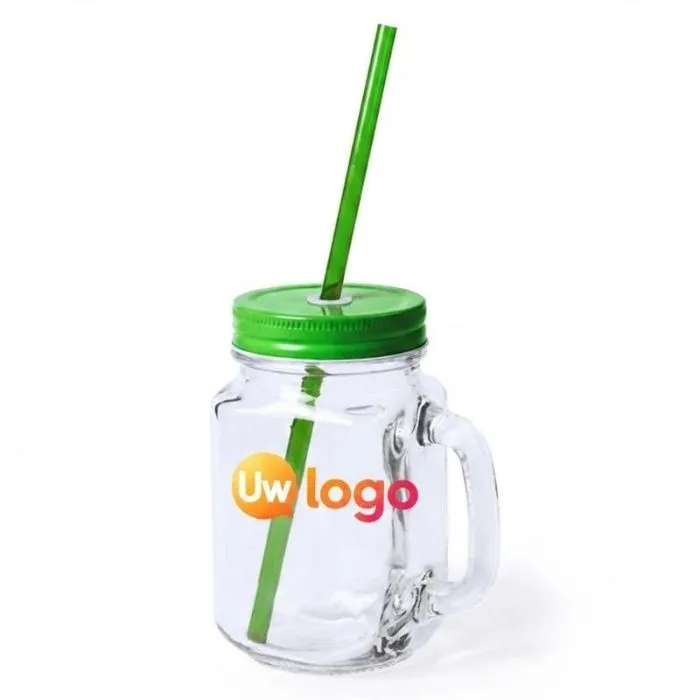 Personaliseerbare glazen drinkbeker van 500 ml met rietje - Heisond