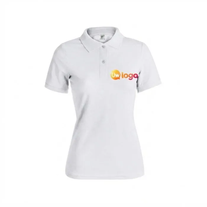 Witte Keya-polo voor dames met reclameopdruk