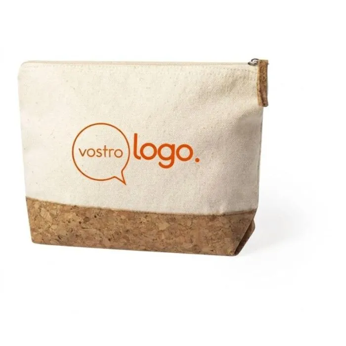 Necessaire in sughero e cotone grezzo personalizzato - Subrum