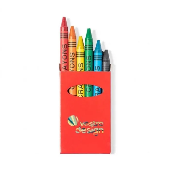 Confezione di pastelli a cera promozionali dai colori vivaci – Set da 6 pastelli