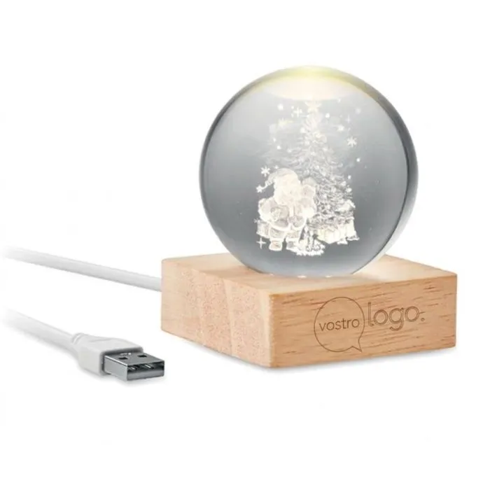 Pallina di Natale in vetro con LED personalizzata - Santa light
