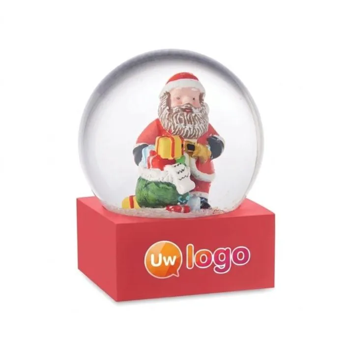 Gepersonaliseerde sneeuwbol met de Kerstman, van glas en met een voet van polyresin - Santisimo