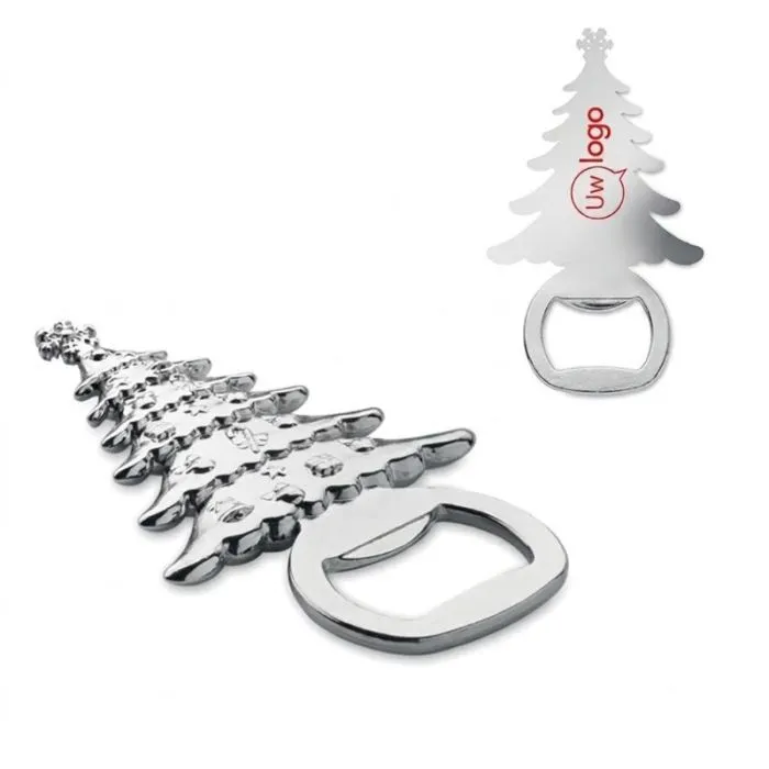 Gepersonaliseerde flesopener met kerstmotief van verzilverd metaal - Notle