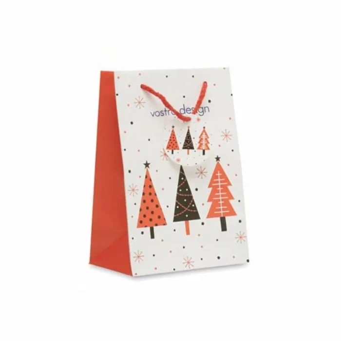 Sacchetto regalo natalizio piccolo personalizzato in carta riciclata - Bossa Small