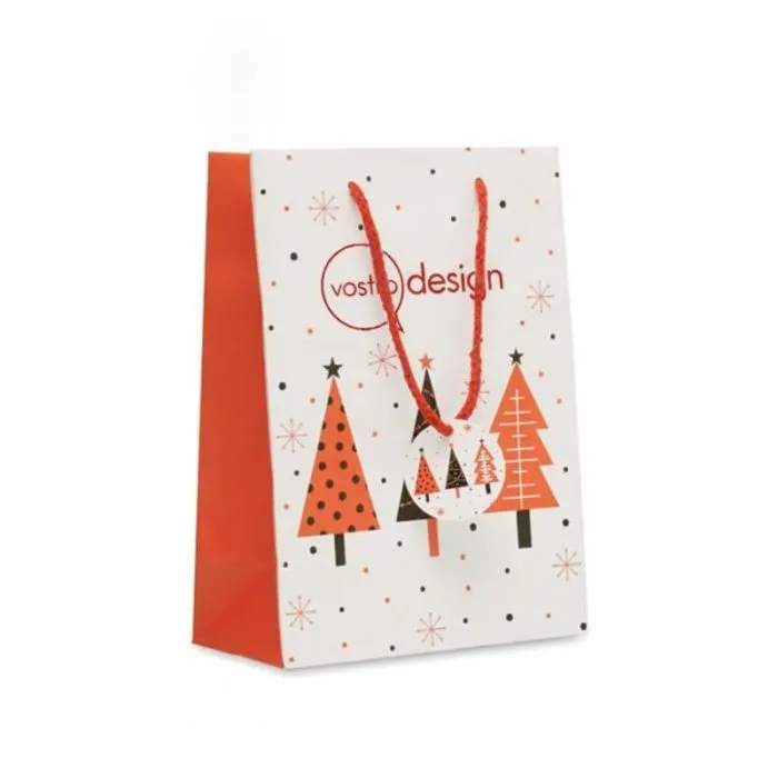 Sacchetto regalo natalizio medio personalizzato in carta riciclata - Bossa Medium