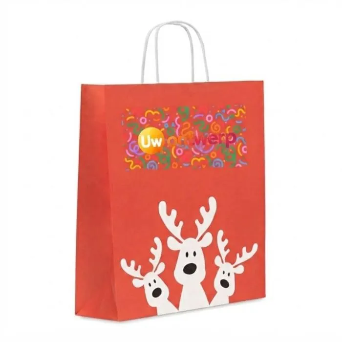 Gepersonaliseerde kerstcadeautas met rendieren, groot formaat - Bao large