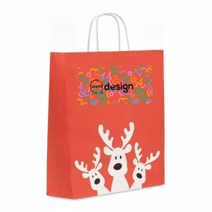 Borsa regalo natalizia personalizzata con renne, formato grande - Bao large