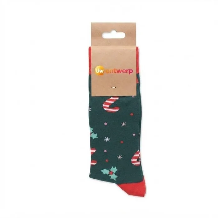 Kerstsokken met reclame, van katoen, maat M - SOC MEDIUM