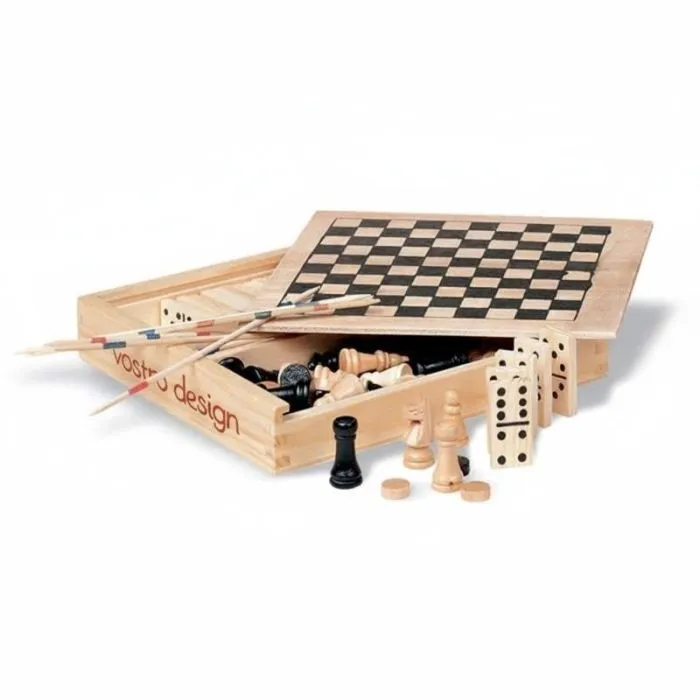 4 giochi in una scatola di legno personalizzata TRIKES