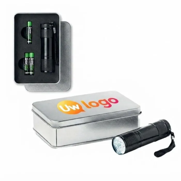 Gepersonaliseerde aluminium zaklamp met 9 LED's - LED PLUS