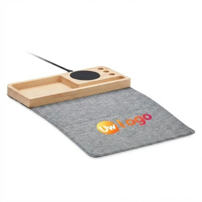 Draadloze bamboe-oplader met reclame 15 W - PANDU
