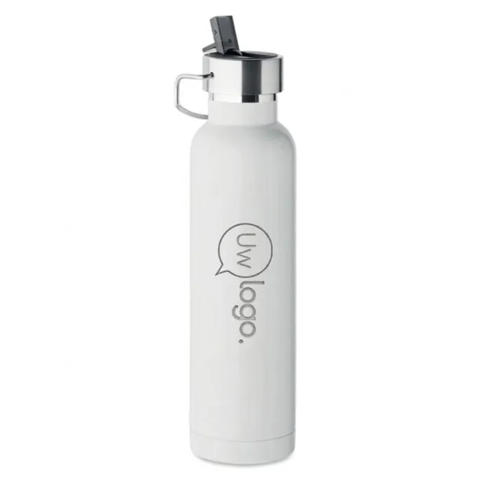 Gepersonaliseerde fles van gerecycled roestvrij staal, 660 ml, met rietje en handvat – RIFLOW