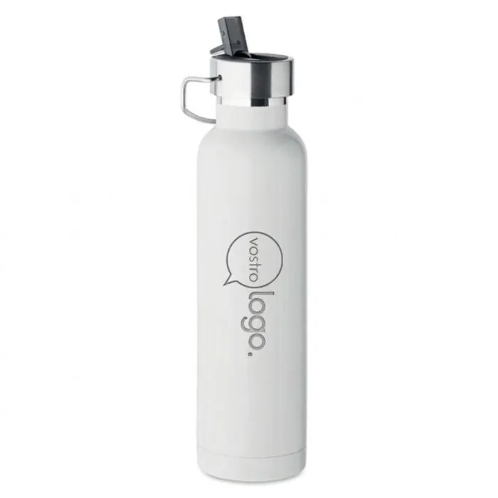 Bottiglia personalizzata in acciaio inossidabile riciclato da 660 ml con cannuccia e manico - RIFLOW