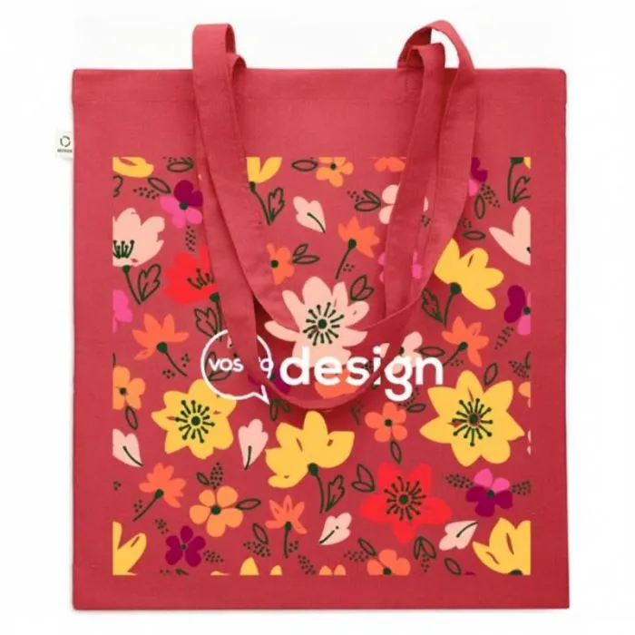 Borsa da spesa in cotone riciclato con stampa pubblicitaria - VIVEKA COLOUR
