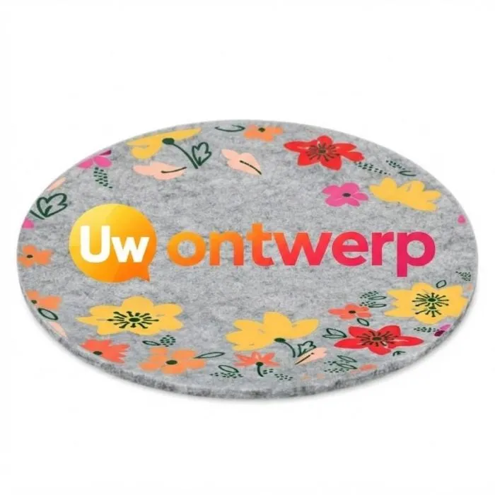 Ronde onderzetter van RPET-vilt met reclameopdruk - FELTSTER