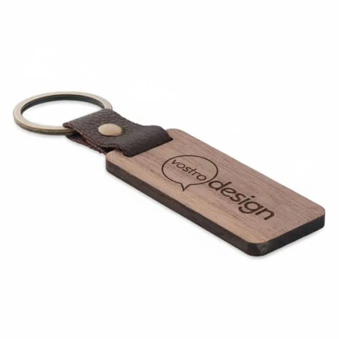 Portachiavi in noce e PU personalizzabile - NAWKEY