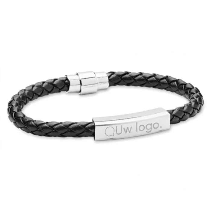 Gevlochten armband van kunstleer, personaliseerbaar - FAULETI