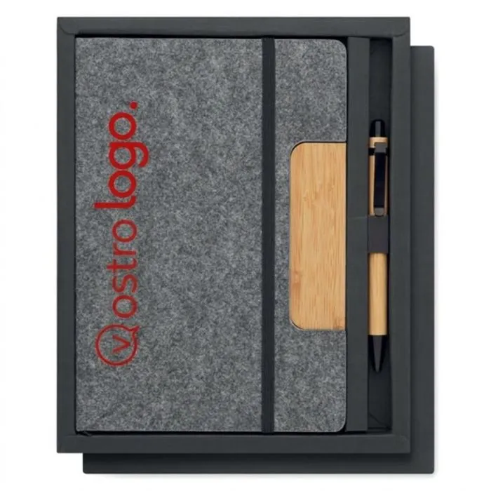 Taccuino A5 in RPET e penna promozionale - NOTEMIX