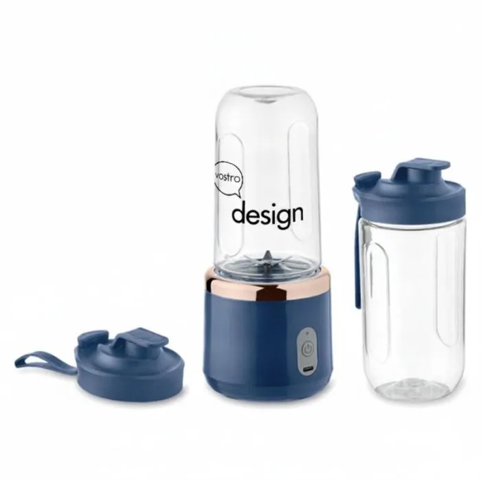 Frullatore portatile personalizzato per smoothie con 2 bicchieri e batteria USB