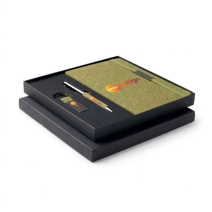 Set personalizzato composto da taccuino A5 riciclato con penna e portachiavi - CHIPPEWA SET