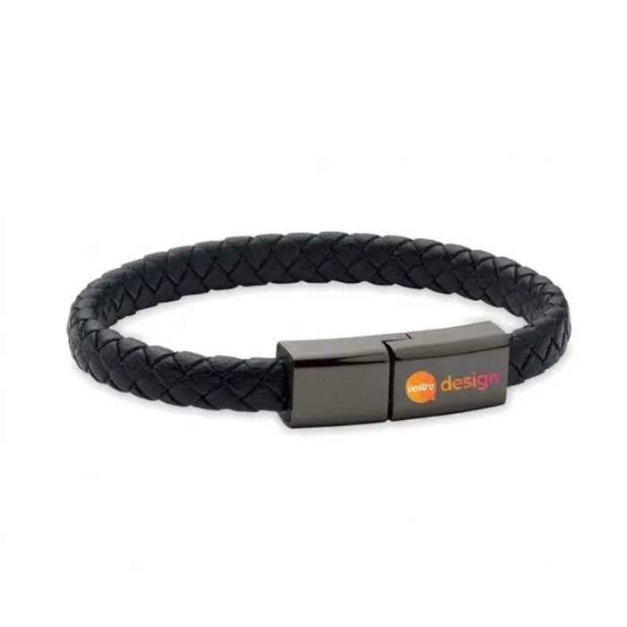 Braccialetto con cavo di ricarica personalizzabile da 60 W, tipo C, in PU e lega di zinco