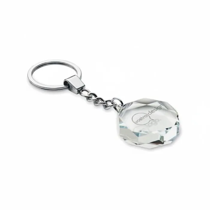 Portachiavi personalizzabile in vetro rotondo smussato con confezione regalo - ROUNDWARD