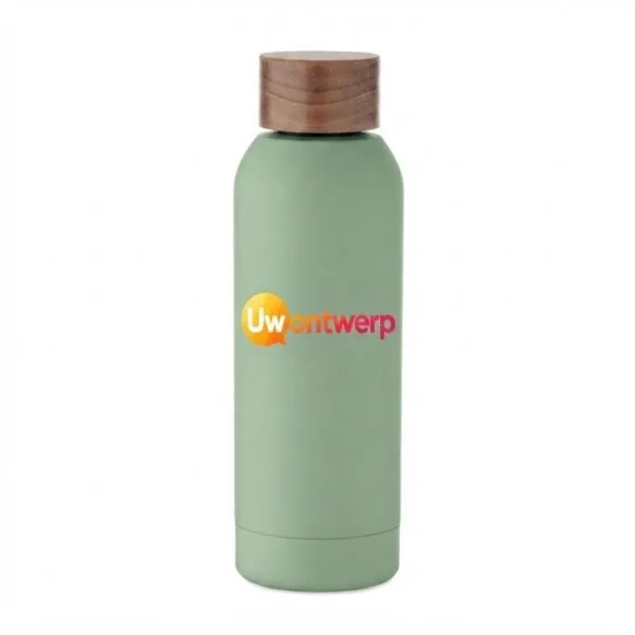 Personaliseerbare fles van gerecycled roestvrij staal met een deksel van acaciahout – 700 ml