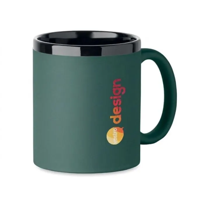 Tazza promozionale in ceramica morbida al tatto con interno nero, 300 ml - RUBY