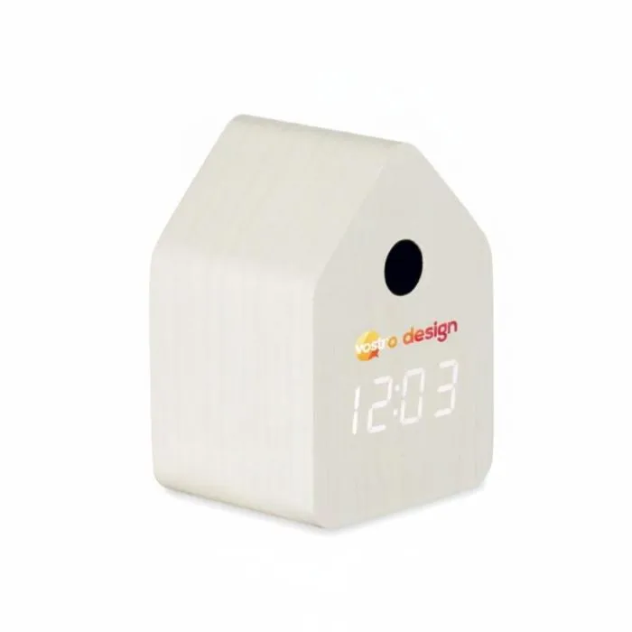 Orologio da scrivania personalizzabile in MDF con sveglia a cucù e display a LED - CUCKOO