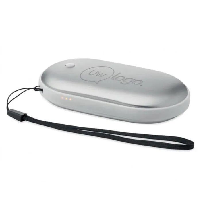 Elektrische handwarmer van aluminium, 5000 mAh, personaliseerbaar – MUKAVA