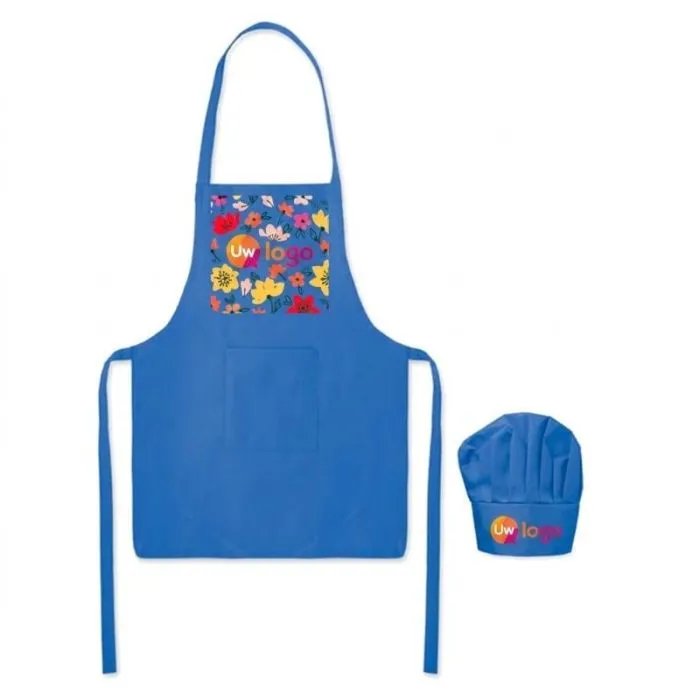 Kinderenkeukenset met schort en koksmuts, personaliseerbaar met RPET - KID CHEF