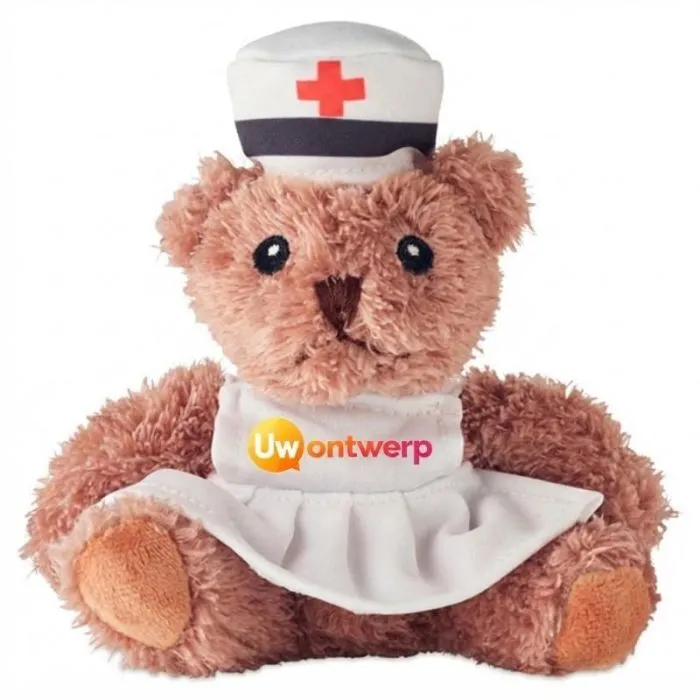 Personaliseerbare knuffelbeer in verpleegstersoutfit - NURSE