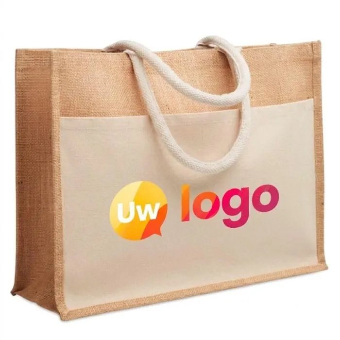 Personaliseerbare boodschappentas van jute en gelamineerd katoen - Baga