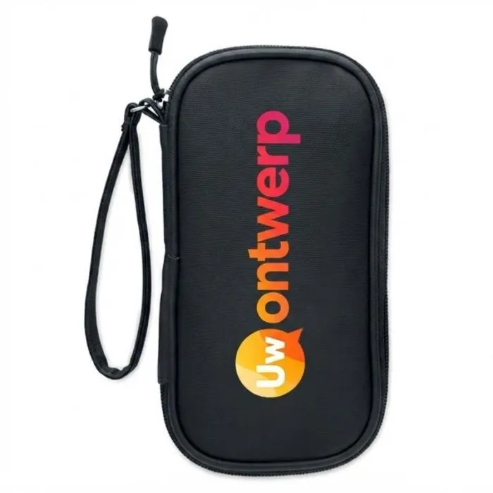 Personaliseerbare organizer-etui van 600D RPET met PU-coating - Allthere